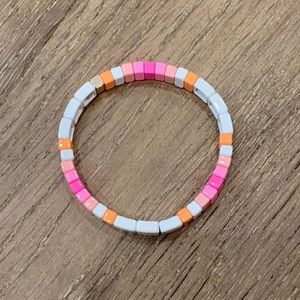Roxanne Assoulin enamel beaded bracelet on elastic cord